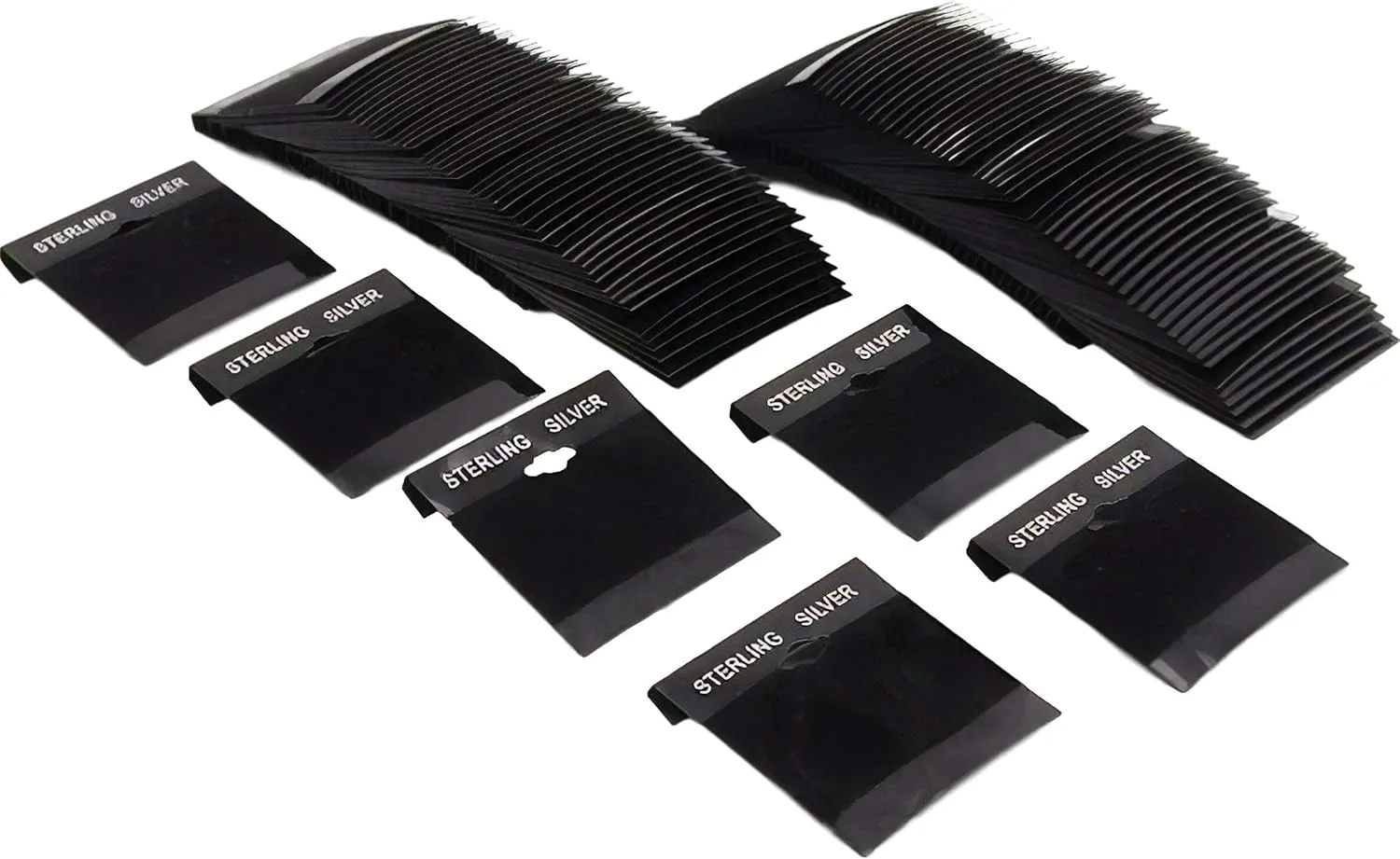 100 Black Sterling Silver Hanging Earring Cards 2"