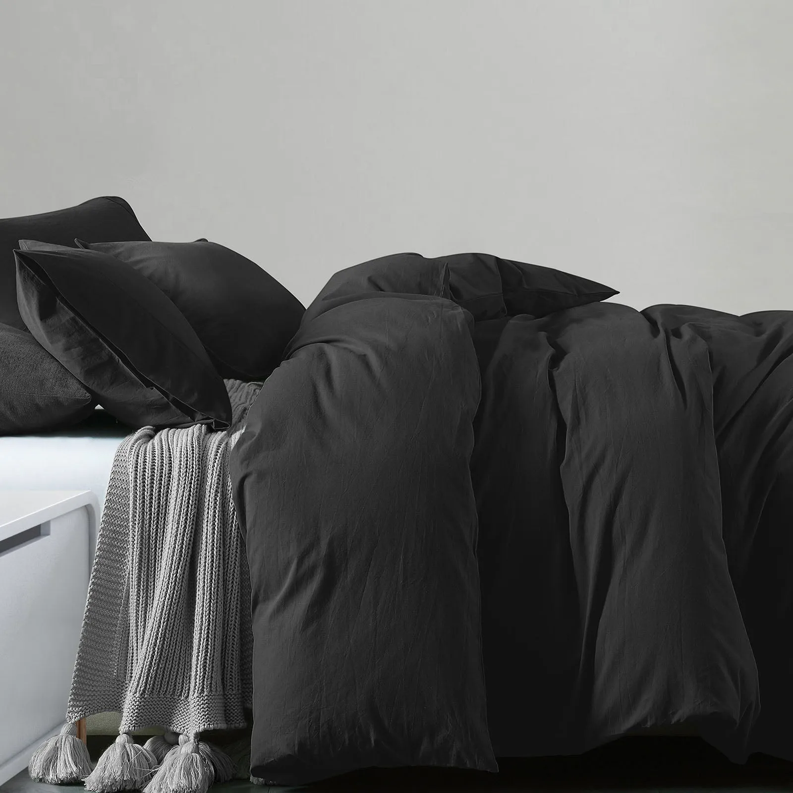 100% Jersey Cotton Quilt Cover Set | Ultra Soft Bedding | Luxurious | Queen | Charcoal Marle