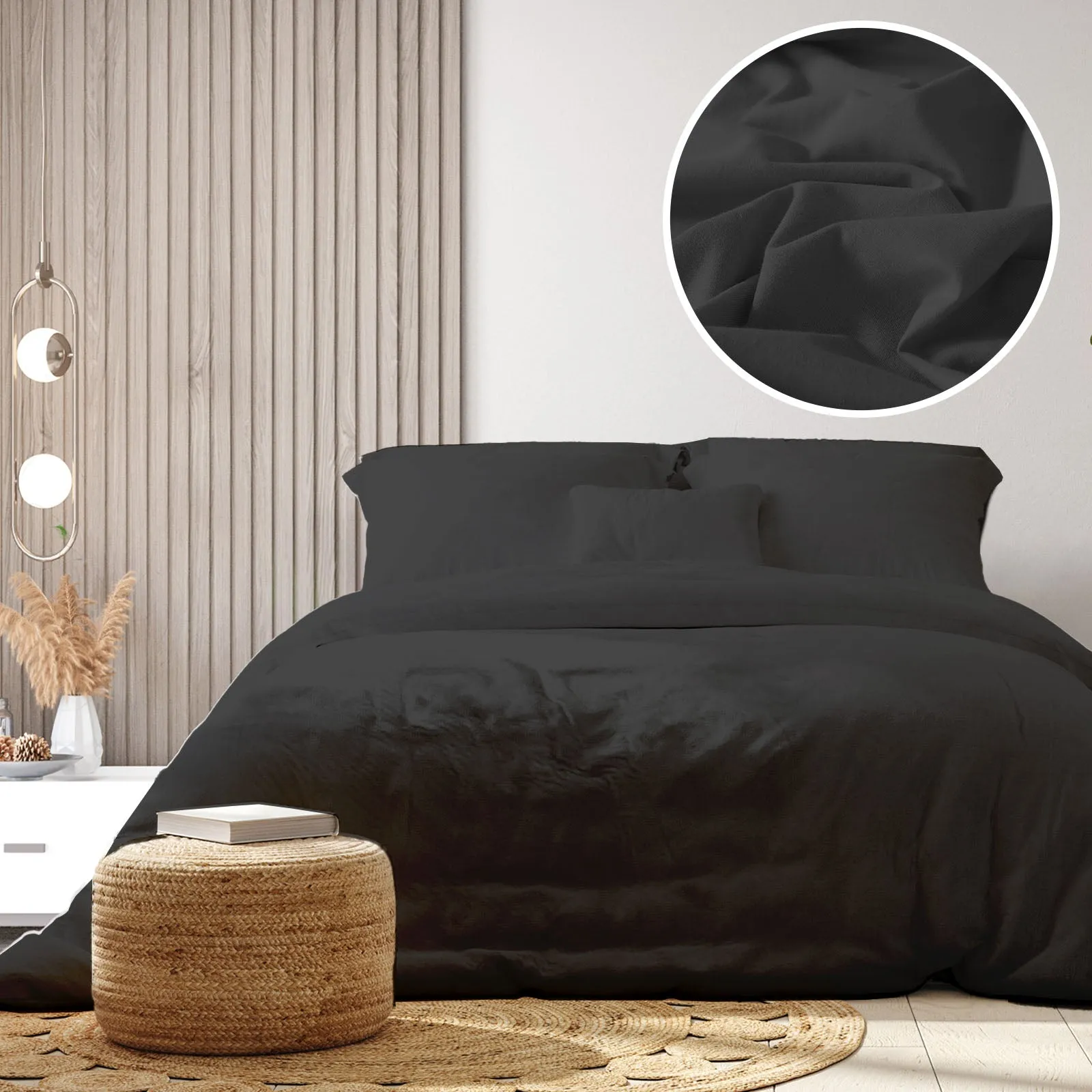 100% Jersey Cotton Quilt Cover Set | Ultra Soft Bedding | Luxurious | Queen | Charcoal Marle