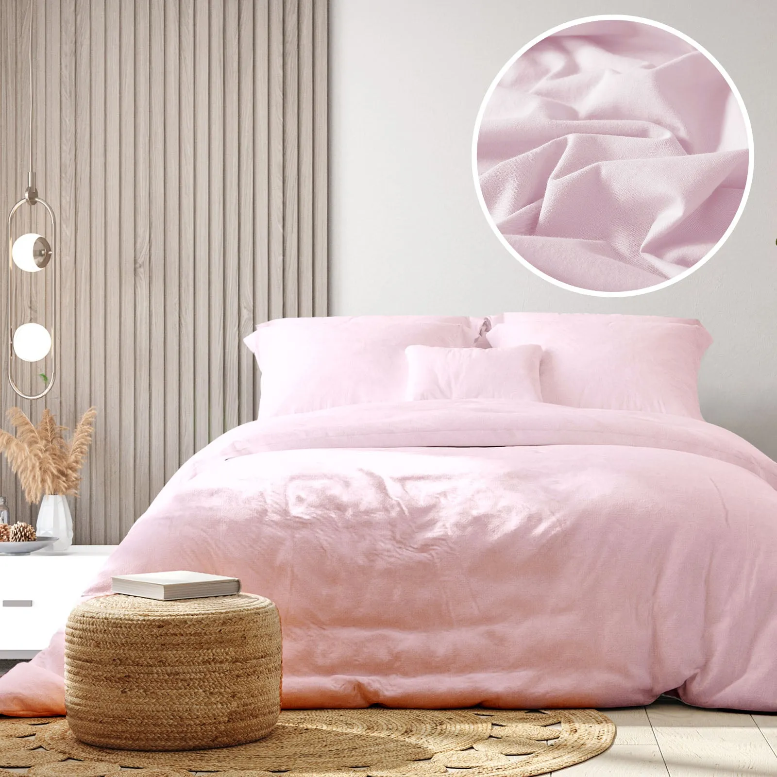 100% Jersey Cotton Quilt Cover Set | Ultra Soft Bedding | Luxurious | Queen | Pink Marle