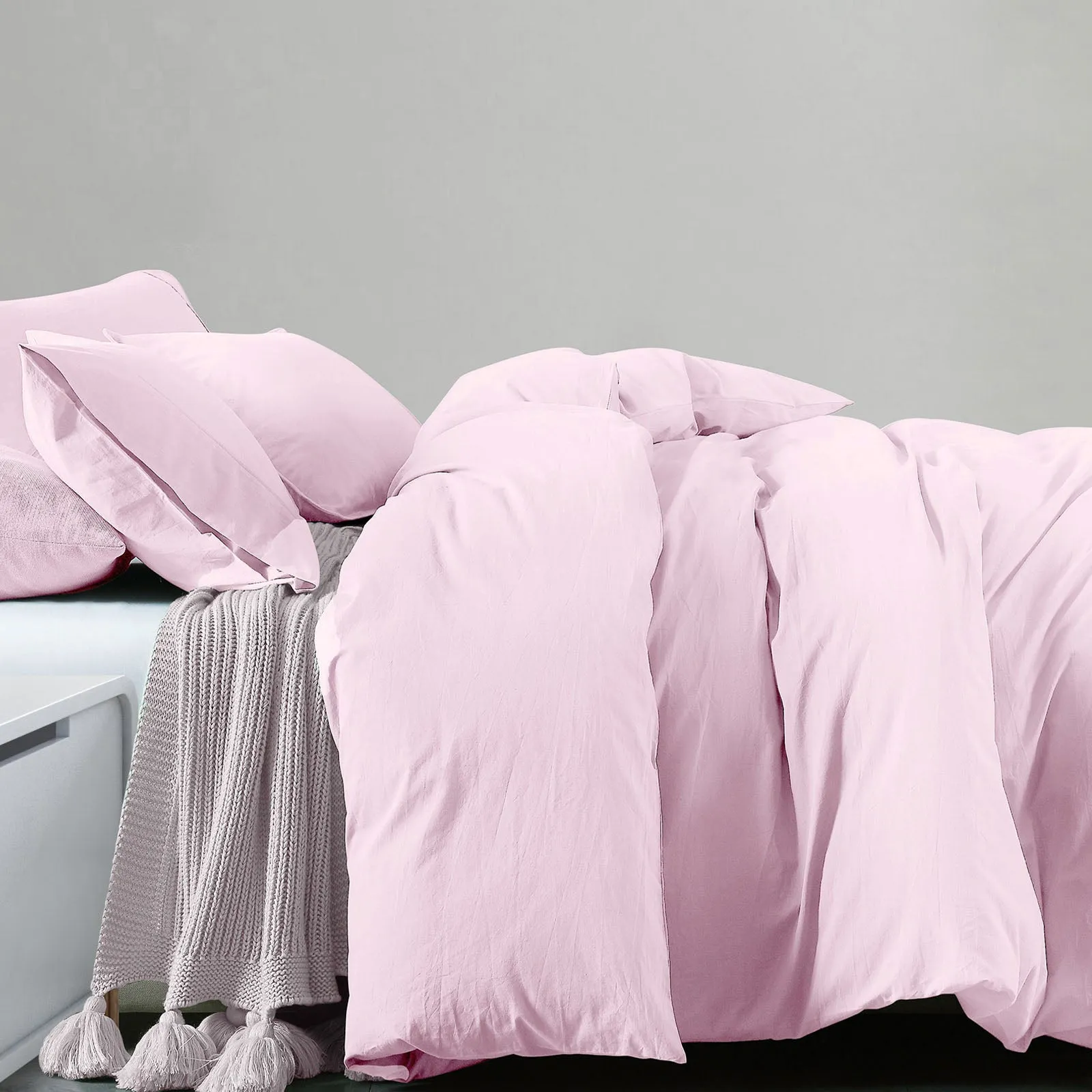 100% Jersey Cotton Quilt Cover Set | Ultra Soft Bedding | Luxurious | Queen | Pink Marle