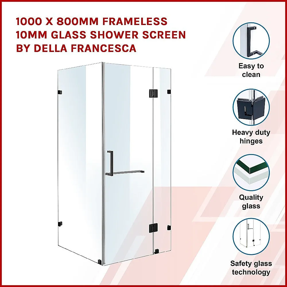 1000 x 800mm Frameless 10mm Glass Shower Screen | Della Francesca Design