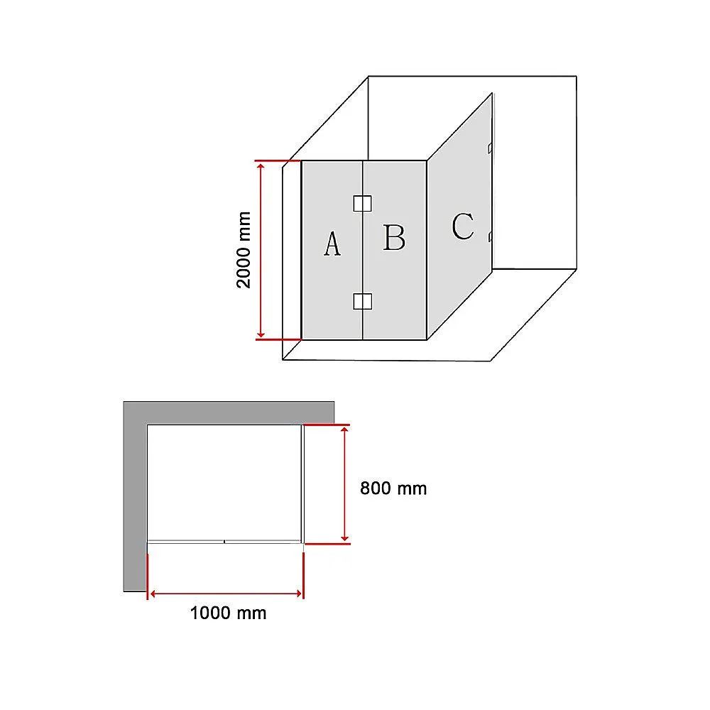 1000 x 800mm Frameless 10mm Glass Shower Screen | Della Francesca Design