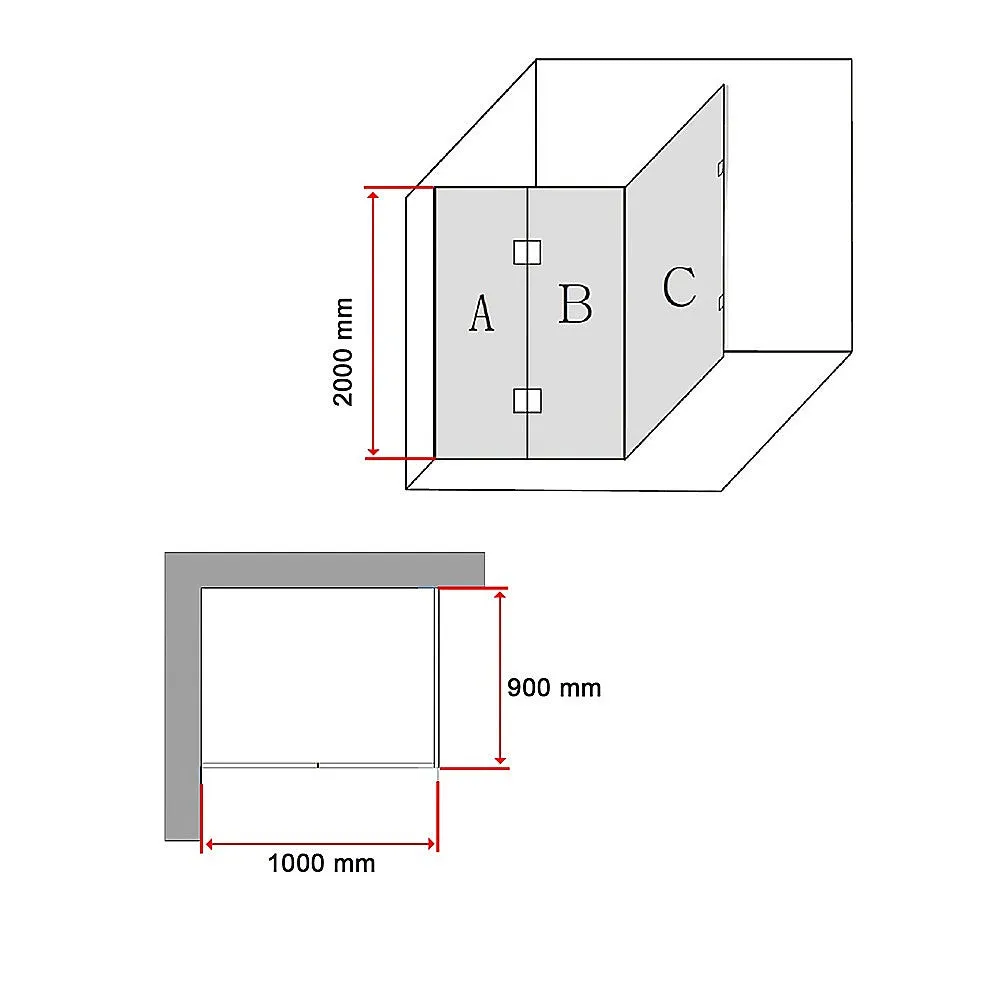 1000 x 900mm Frameless 10mm Glass Shower Screen | Della Francesca Design