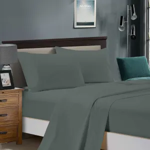 1000TC Ultra Soft Bed Sheet Set | Double Size | Charcoal | Flat & Fitted