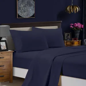 1000TC Ultra Soft Bed Sheet Set | Double Size | Midnight Blue | Flat & Fitted