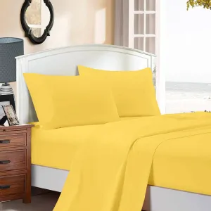 1000TC Ultra Soft Bed Sheet Set | Double Size | Yellow | Flat & Fitted