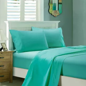 1000TC Ultra Soft Bed Sheet Set | King Single Size | Teal | Flat & Fitted