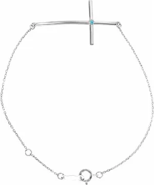 14k Gold Diamond Sideways Cross Bracelet Fine Jewelry for Women Gifts for Her
