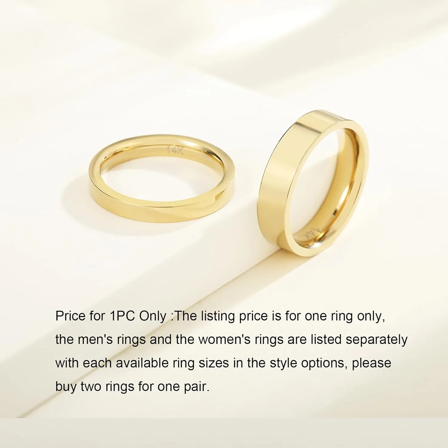 14k Gold Filled Wedding Rings For Women & Men Matching Non Tarnish Band Rings For Couples Promise Ring Sets For Him And Her