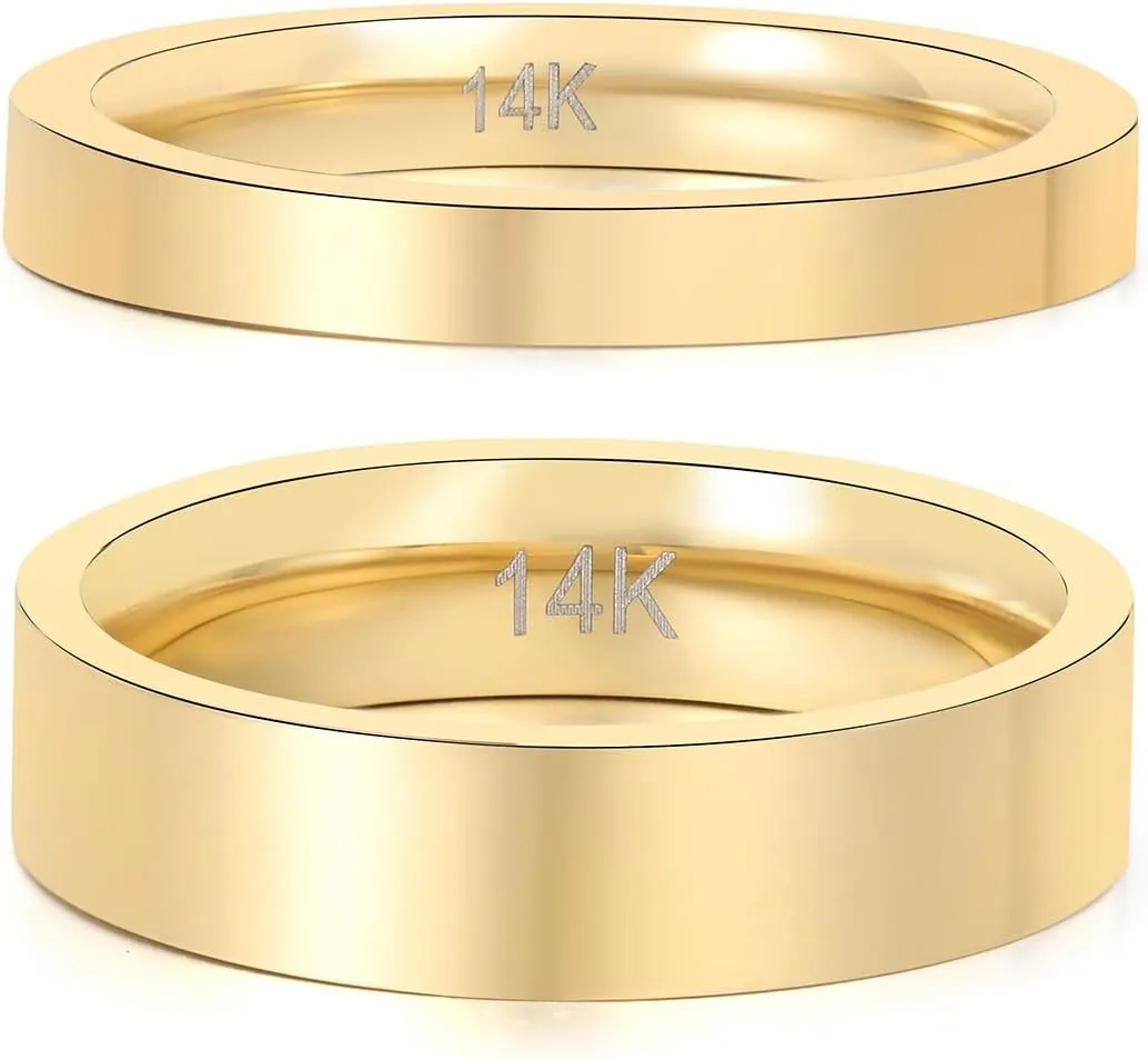 14k Gold Filled Wedding Rings For Women & Men Matching Non Tarnish Band Rings For Couples Promise Ring Sets For Him And Her