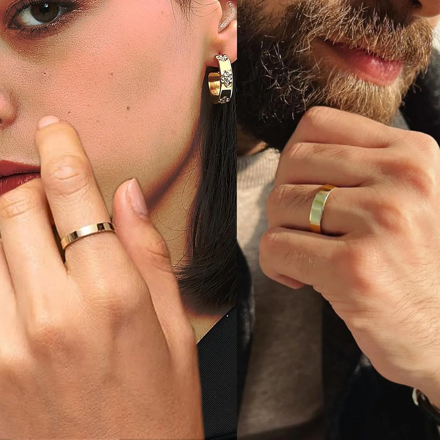 14k Gold Filled Wedding Rings For Women & Men Matching Non Tarnish Band Rings For Couples Promise Ring Sets For Him And Her