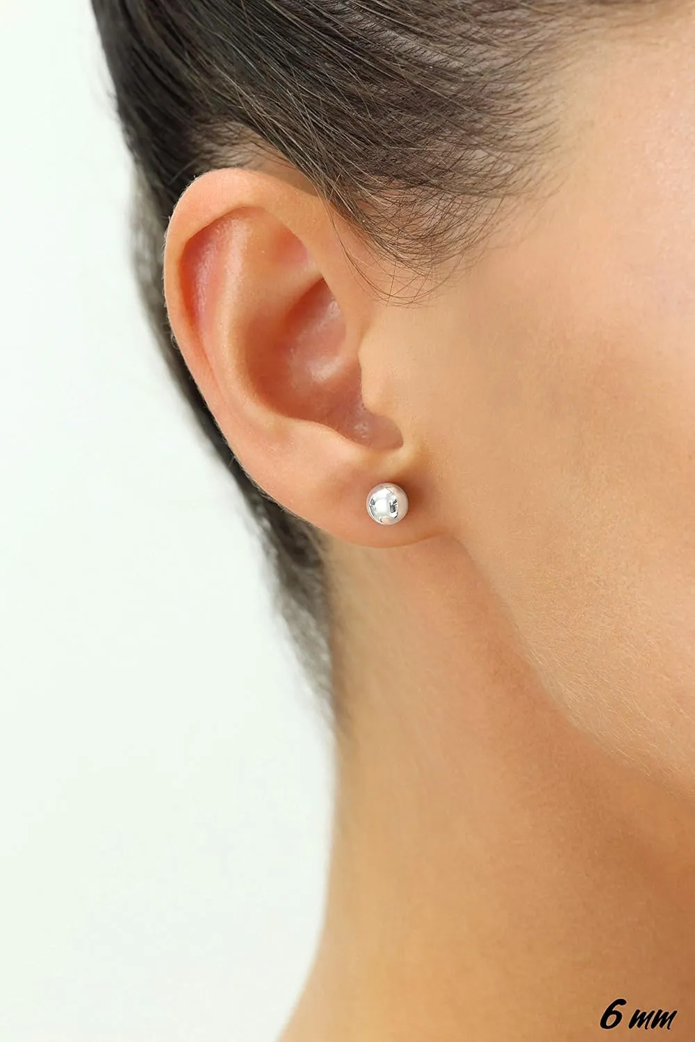14k White Gold Ball Stud Earrings with Secure Screw-backs