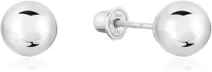 14k White Gold Ball Stud Earrings with Secure Screw-backs