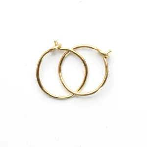 14k Yellow Gold Fill Hoop Earrings. 1 Pair 8mm Diameter 24 gauge Extra Thin Tiny Leave Minimalist Style Huggie Hoops for Women, Children 6.5mm Inner Diameter