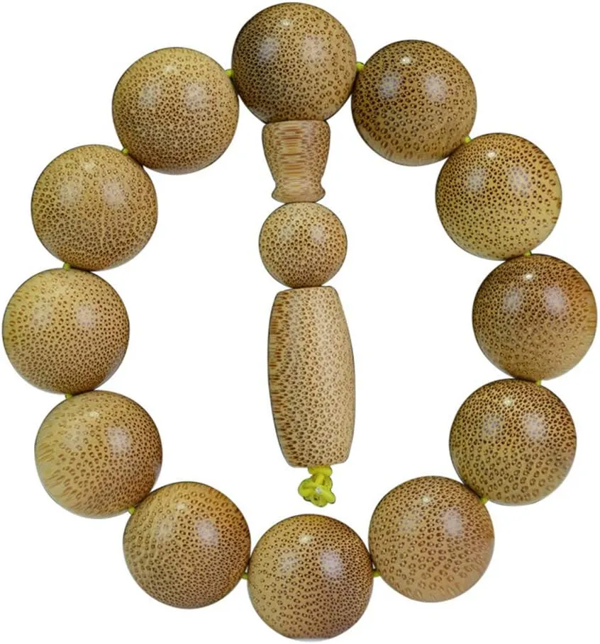 15/18/20mm Natural Golden Silk Bamboo Mala Meditation Beads Wtist Bracelet - Tibetan Buddhism Prayer Beads