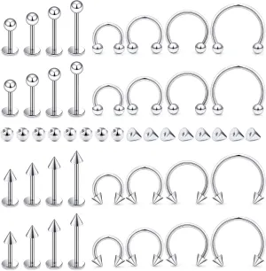 16g Silver/Black Lip Rings/Lip Piercing Jewelry/Snake Bite Jewelry/Labret Jewelry/Lip Stud/Lip Hoop Piercing Jewelry/Labret Ring/Lip Earrings Surgical Steel for Women Men