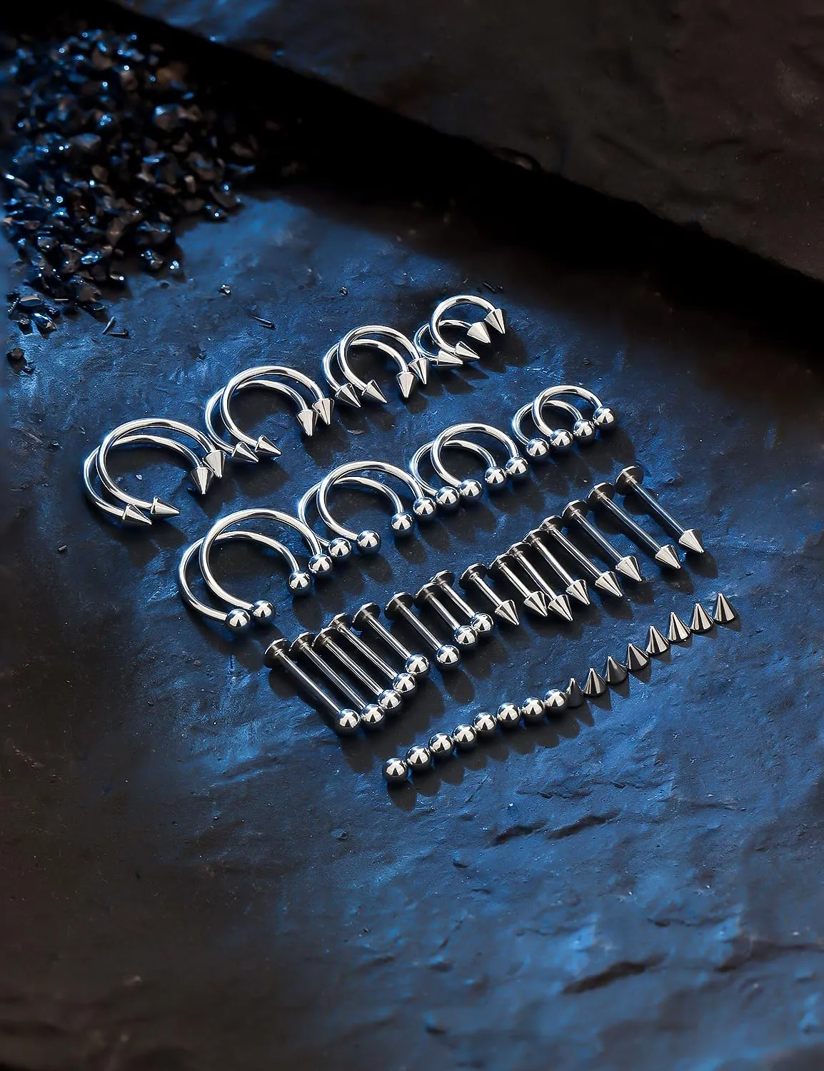 16g Silver/Black Lip Rings/Lip Piercing Jewelry/Snake Bite Jewelry/Labret Jewelry/Lip Stud/Lip Hoop Piercing Jewelry/Labret Ring/Lip Earrings Surgical Steel for Women Men