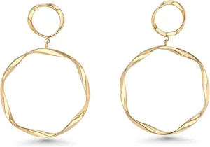18K Gold Plated Double Hoops Earrings for Women by SNGIA, Large Chunky Statement Trendy Jewelry Gifts