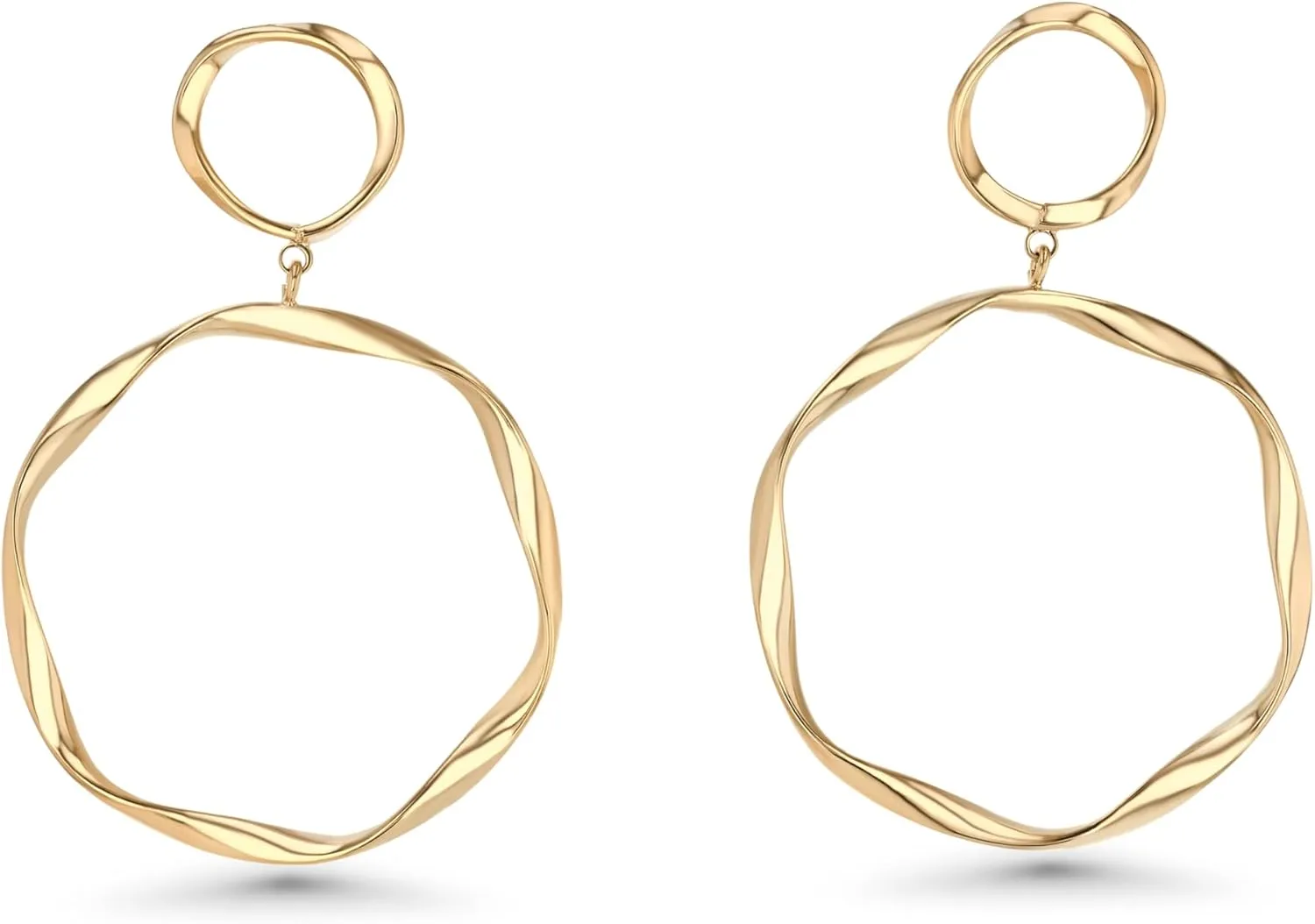 18K Gold Plated Double Hoops Earrings for Women by SNGIA, Large Chunky Statement Trendy Jewelry Gifts