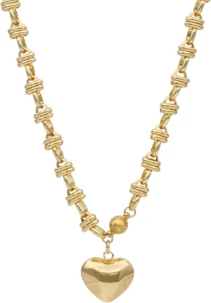 18K Gold Plated Pendant Byzantine Link Chain Necklace 18 Inch with Layered Chain
