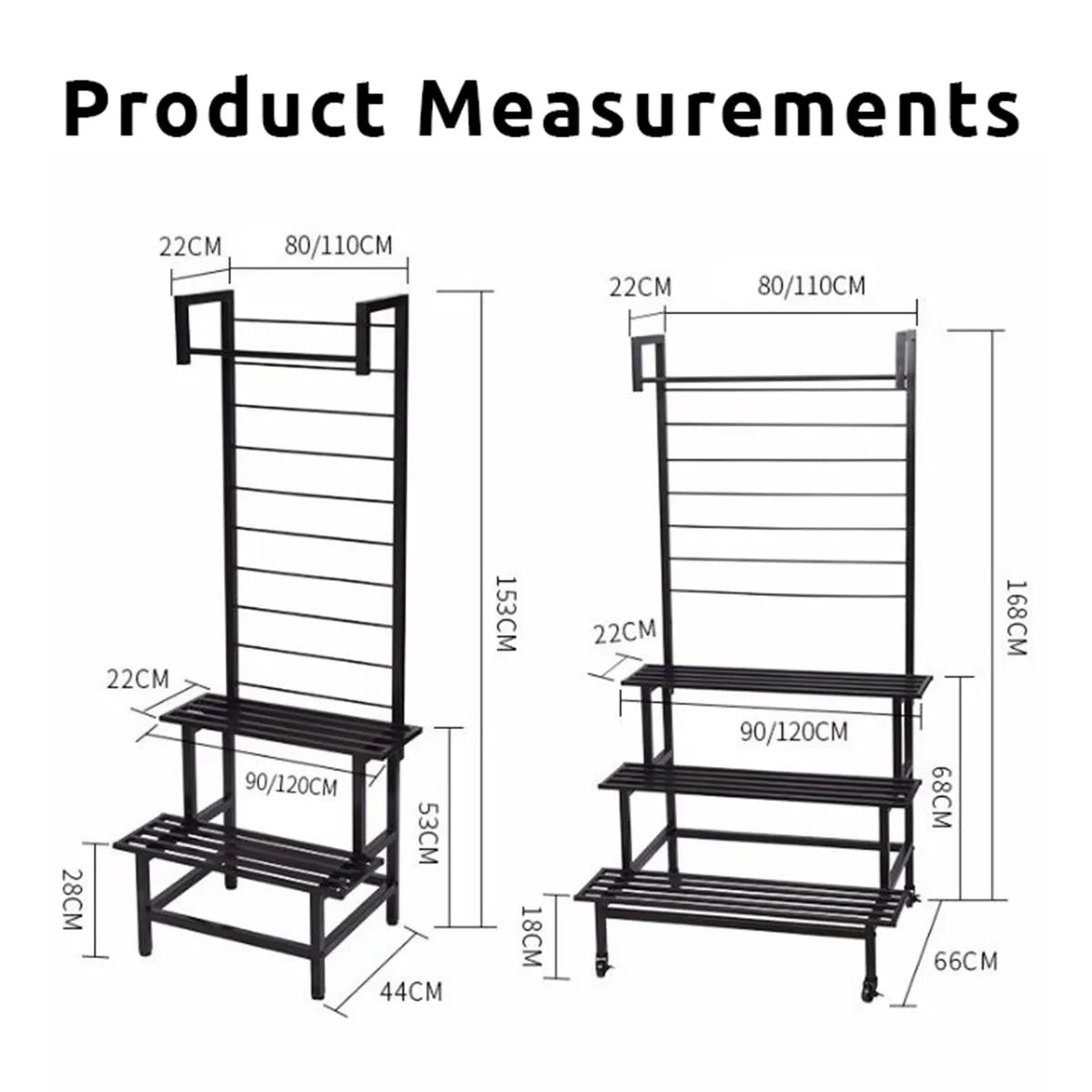 2 - 3 Steps Gardening Plant Rack With Wheels for Flower Pots (Black)