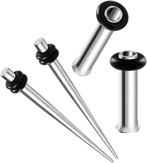 2 Pairs 316L Surgical Steel Taper Expander Single Flare Tunnel O-rings Piercing Jewelry Ear Stretching Earring Lobe Plugs