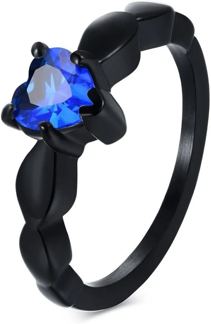 2 PCS Matching Couples Rings Personalized Promise Rings for Couples Custom His and Hers Black Blue Ring Set of 2 Titanium Steel Wedding Bands Anniversary Rings for Men Women