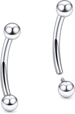 20G 18G 16G 14G 12G 8G 6G 4G 2G Astm F136 Titanium Internal Thread Eyebrow Piercing Jewelry Curved Barbell Vertical Labret Lip Daith Rook Earrings Navel Belly Button Ring Piercing Jewelry