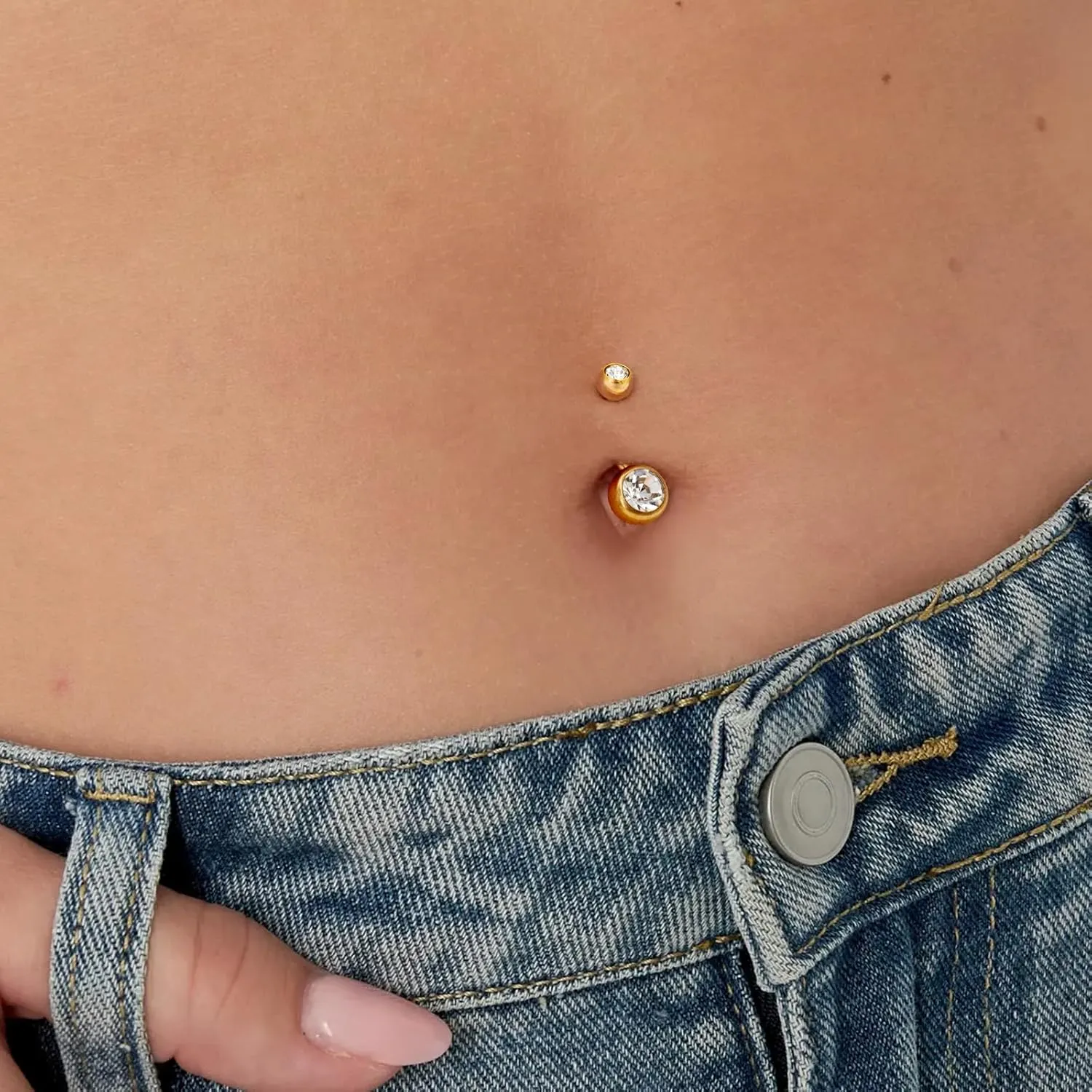2pcs 14k Gold Filled Belly Button Rings, 14G 10mm/12mm Threaded Barbell Belly Button Piercing, Navel Ring Piercing Jewelry