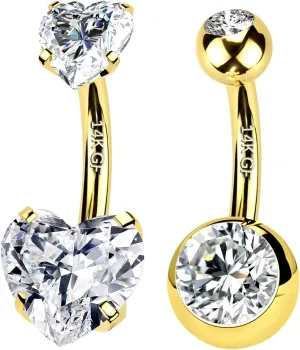 2pcs 14k Gold Filled Belly Button Rings, 14G 10mm/12mm Threaded Barbell Belly Button Piercing, Navel Ring Piercing Jewelry