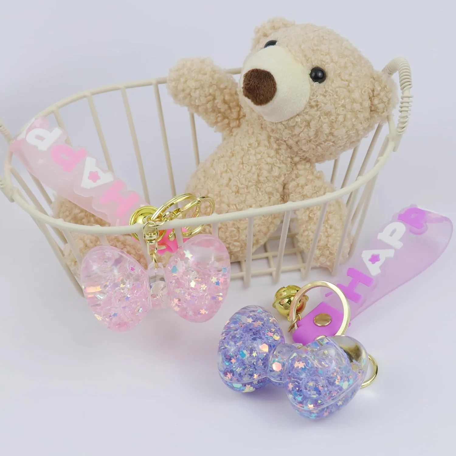 2PCS liquid keychains bookbag accessories for women and girls