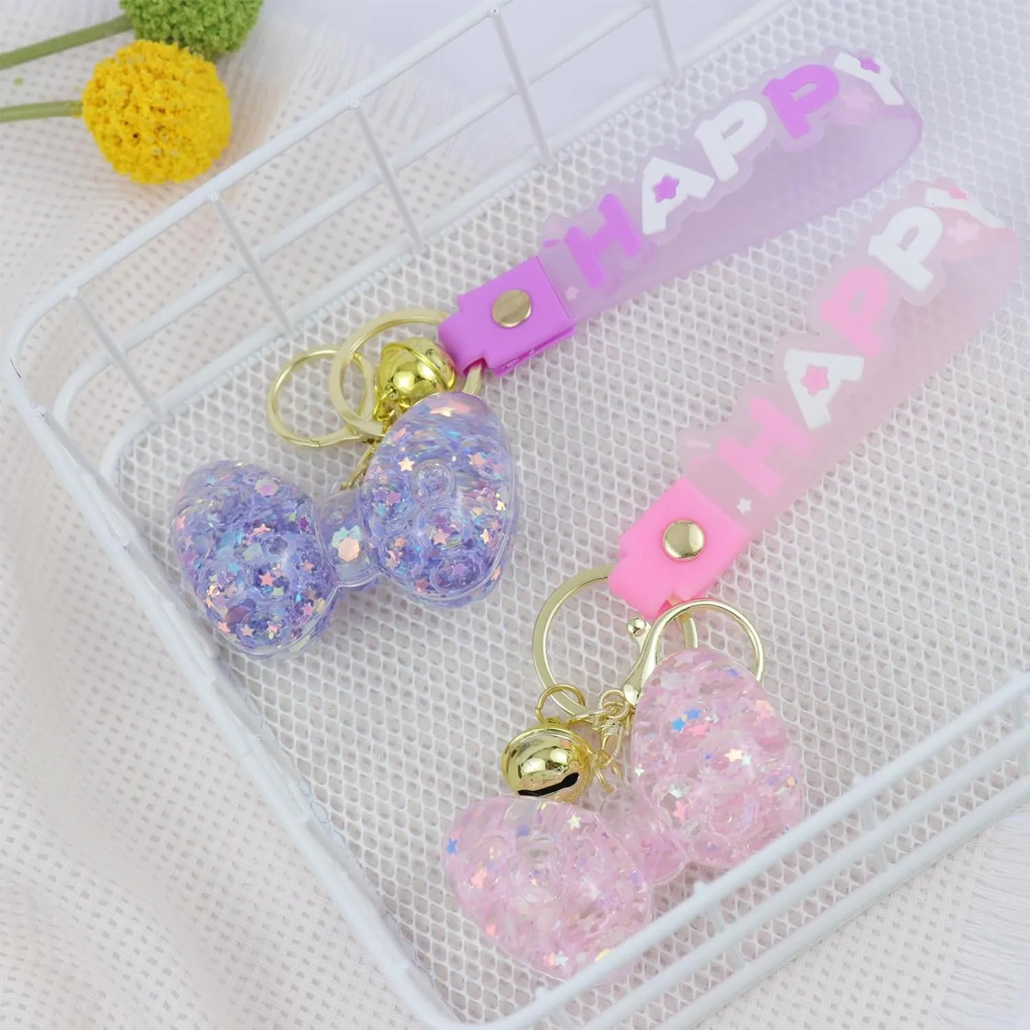 2PCS liquid keychains bookbag accessories for women and girls