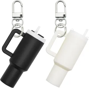 2PCS Mini Tumbler Keychain,Cute Mini Cup Keychain for Stanley Cup Women Girls School Bag Backpacks Lip Balm Holder