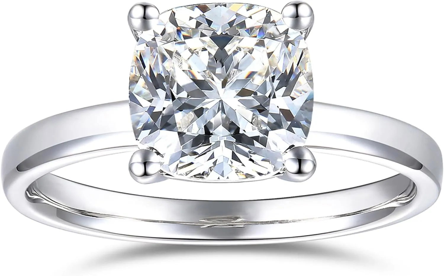 3 Carat Cushion Cut Moissanite Rings, Cushion Cut Moissanite Engagement Ring, 3ct Moissanite Rings