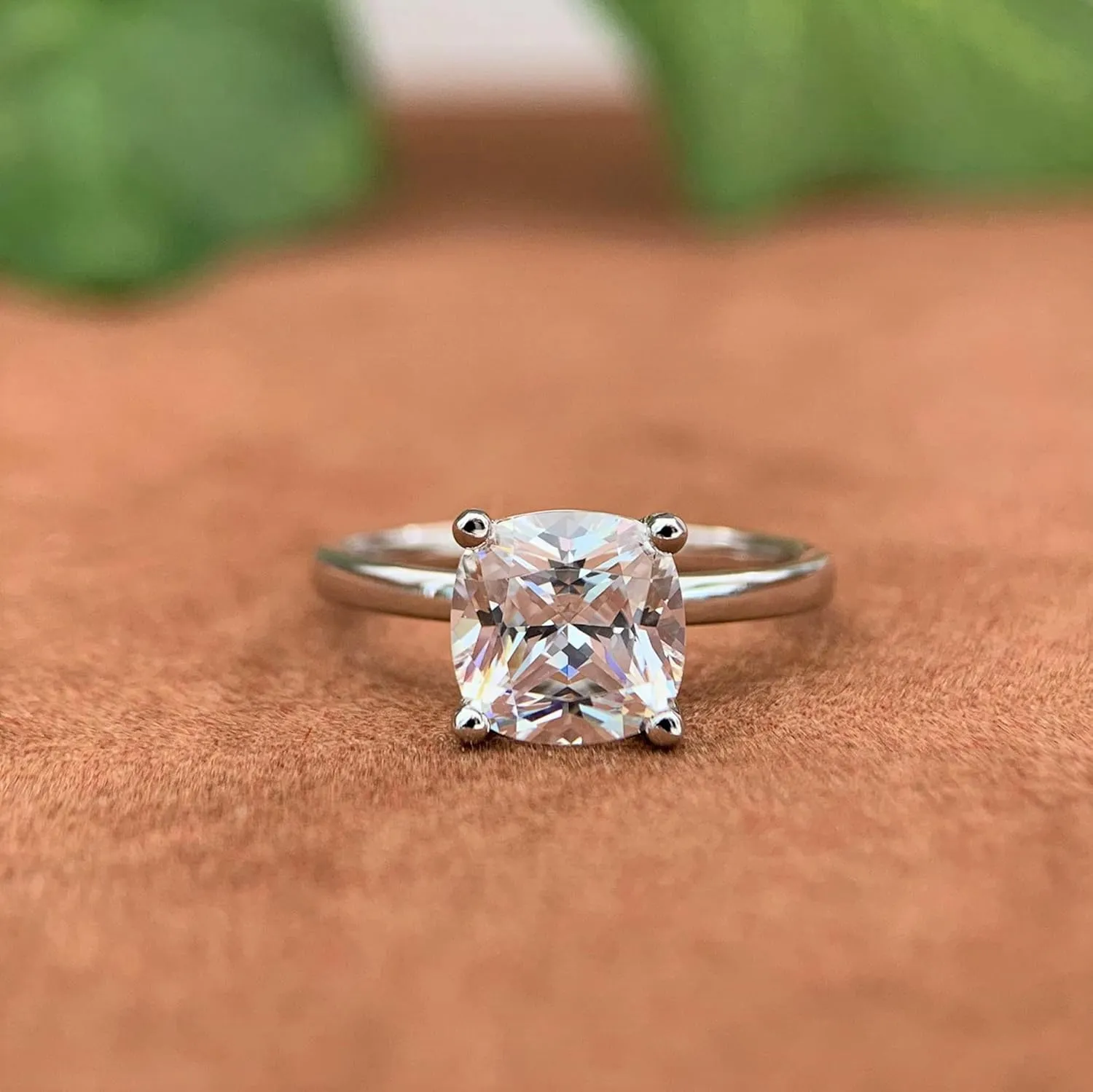 3 Carat Cushion Cut Moissanite Rings, Cushion Cut Moissanite Engagement Ring, 3ct Moissanite Rings