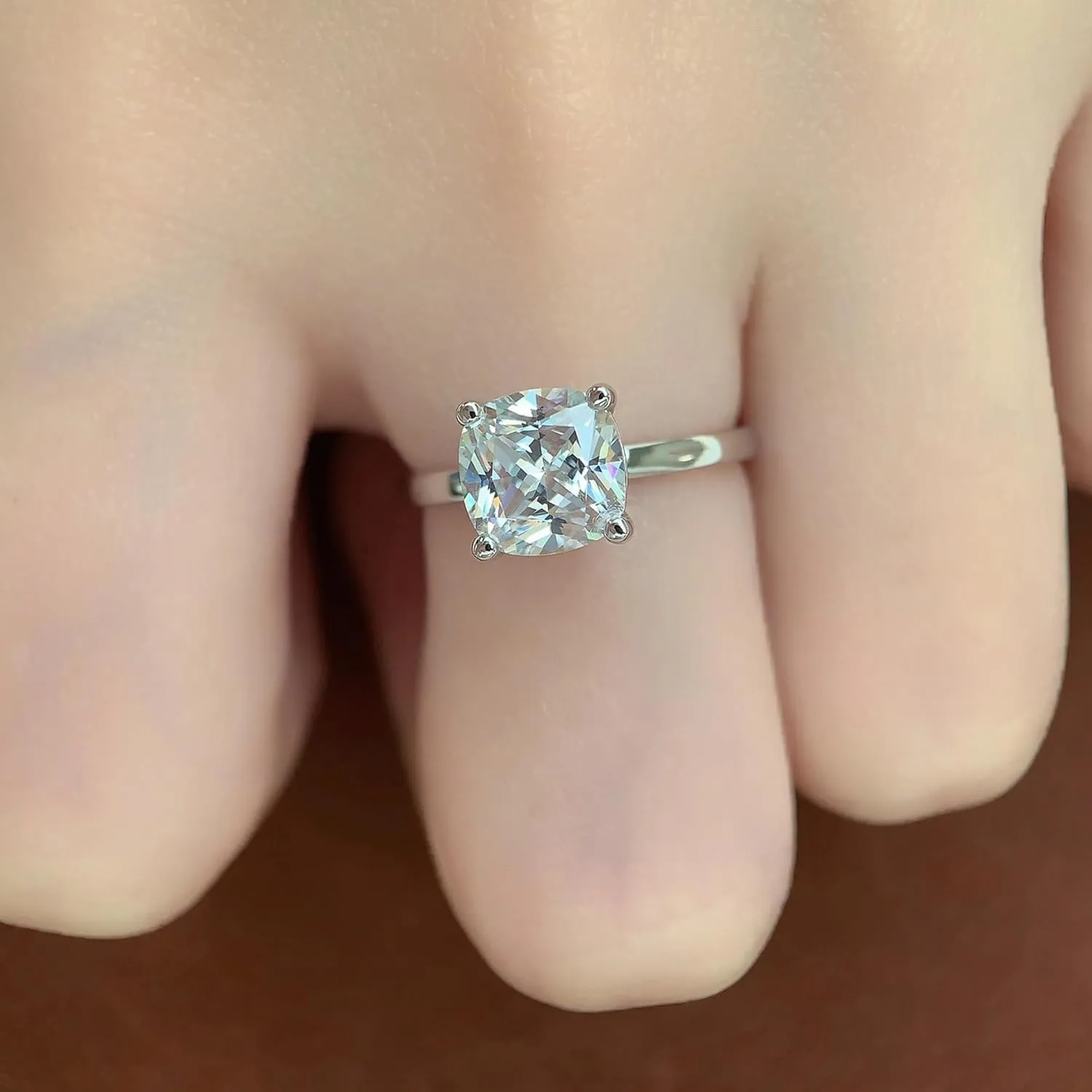 3 Carat Cushion Cut Moissanite Rings, Cushion Cut Moissanite Engagement Ring, 3ct Moissanite Rings