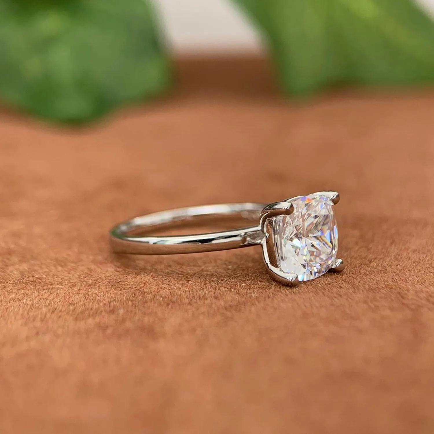 3 Carat Cushion Cut Moissanite Rings, Cushion Cut Moissanite Engagement Ring, 3ct Moissanite Rings