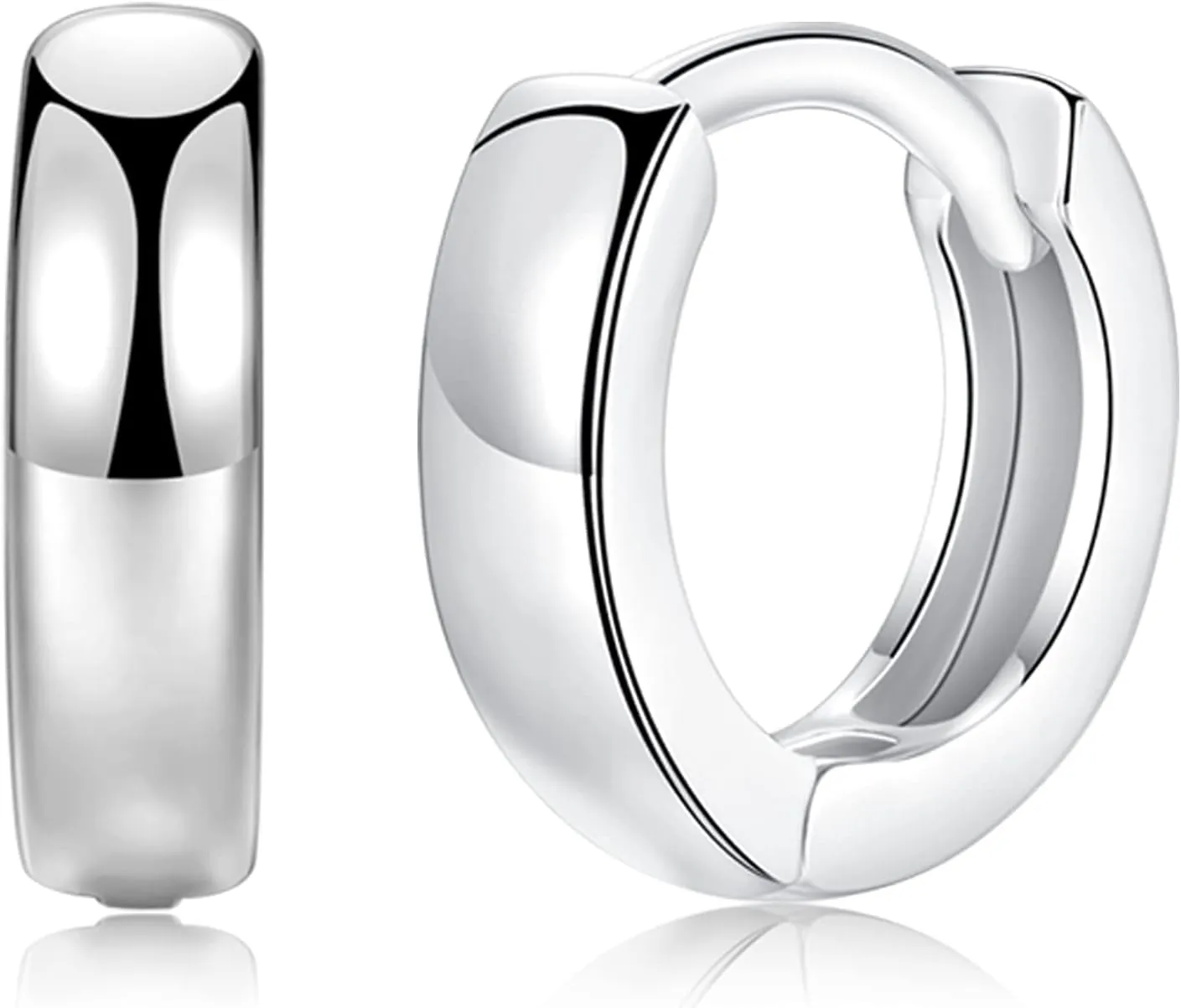 3 Pairs Small Hoop Earrings for Women Men, Sterling Silver Post Sleeper Cartilage Huggie Earring Set, 3mm in Width, Diameter in 8mm 10mm 12mm