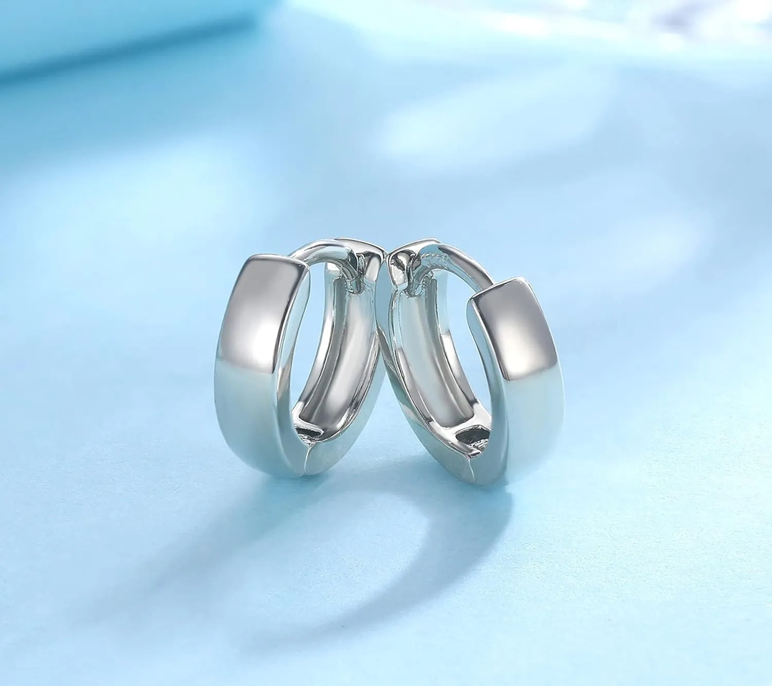3 Pairs Small Hoop Earrings for Women Men, Sterling Silver Post Sleeper Cartilage Huggie Earring Set, 3mm in Width, Diameter in 8mm 10mm 12mm