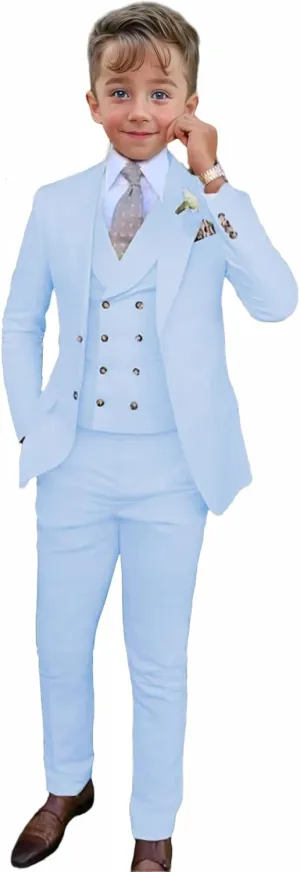 3 Piece for Boys Suit Kids Teenage Formal Casual Wedding Party Birthday Jacket Vest Pants Set Ring Bearer Outfit