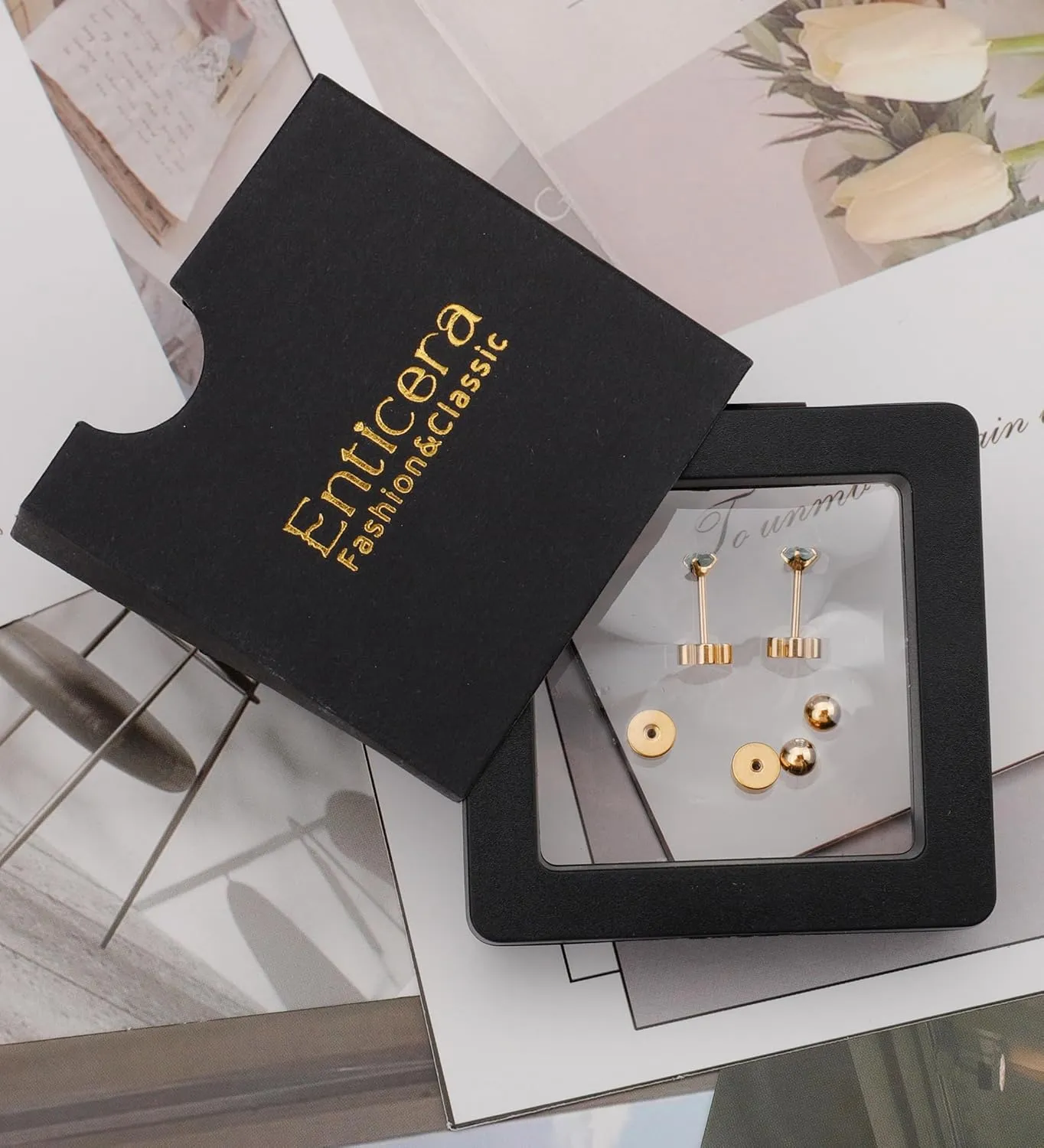 3mm Handmade G23 Titanium Flat Back Earrings 14k Gold Plated Small 5A CZ Cartilage Earrings Studs Hypoallergenic Screw Back Nap Earrings Women Helix Tragus Piercing Jewelry Green
