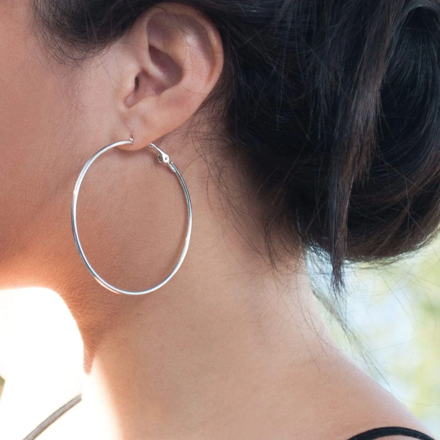 4 Pairs Silver Hoop Earrings for Women, 925 Sterling Silver Hypoallergenic Hoop Earrings Large Silver Hoop Earrings Set For Gift 30 40 50 60mm