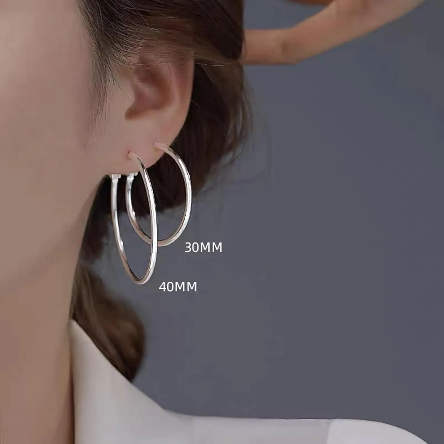 4 Pairs Silver Hoop Earrings for Women, 925 Sterling Silver Hypoallergenic Hoop Earrings Large Silver Hoop Earrings Set For Gift 30 40 50 60mm