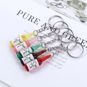 6 Pcs Soju Cans Keychain Fashion Drink Soju Bottle Keychain Simulation Resin Beer Wine Trinket Keyring Pendant Jewelry Keyrings, Keychains and Charms Car Keychains Car Accessories