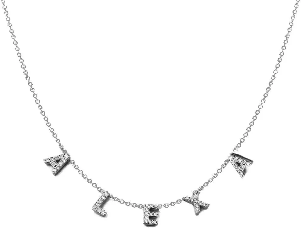 925 Sterling Silver Custom Name Necklace Crystal Spaced Multi Initial Letter Name Personalized for Women Jewelry Gifts