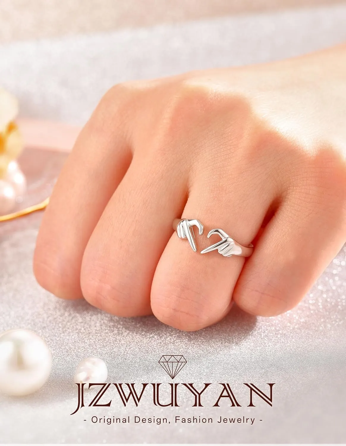 925-Sterling-Silver Heart Claddagh Rings for Women - Adjustable White/18K/Rose Gold Plated Irish Claddagh Ring Friendship Promise Love Heart Jewelry Rings Christmas Gifts for Women Friends