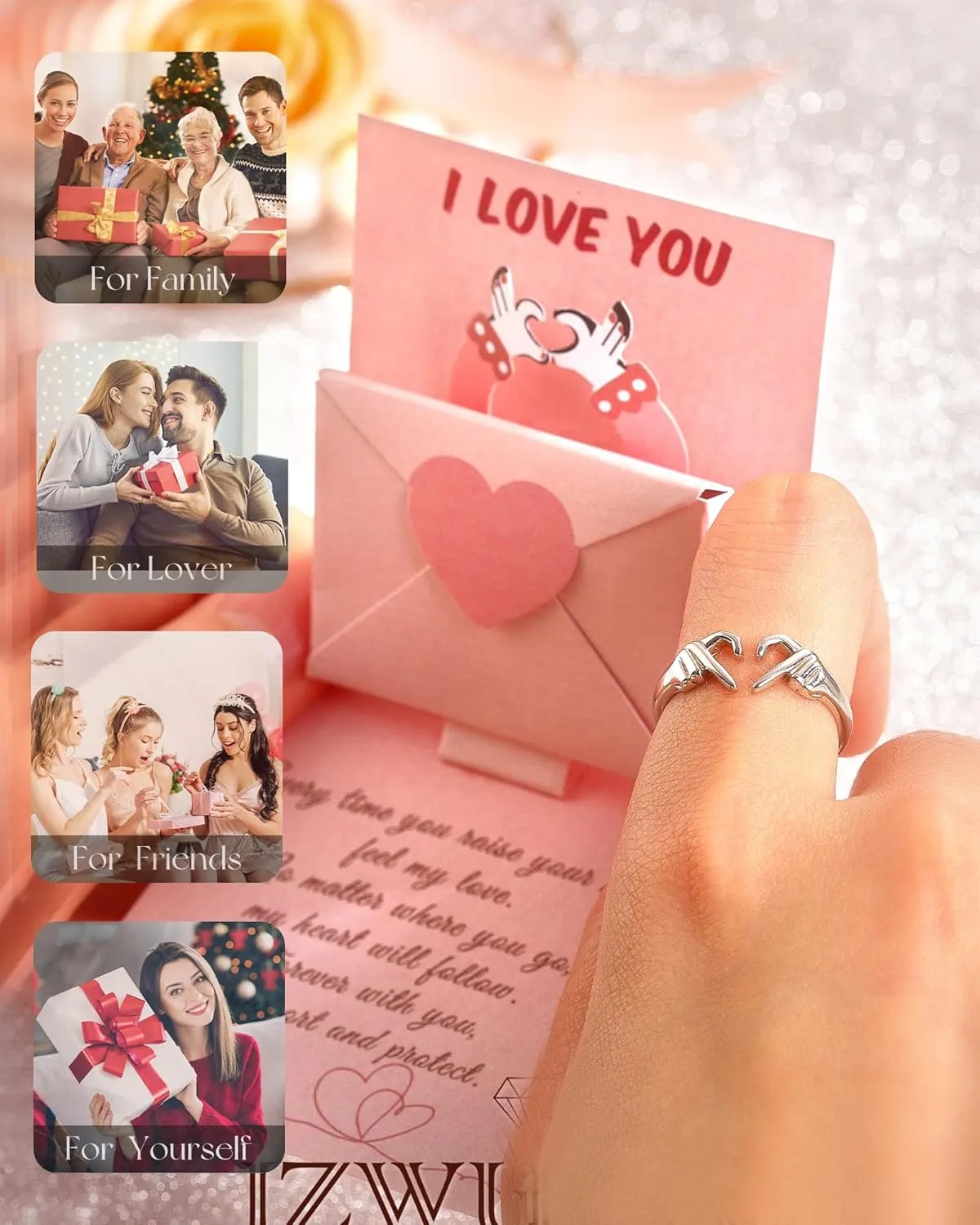 925-Sterling-Silver Heart Claddagh Rings for Women - Adjustable White/18K/Rose Gold Plated Irish Claddagh Ring Friendship Promise Love Heart Jewelry Rings Christmas Gifts for Women Friends