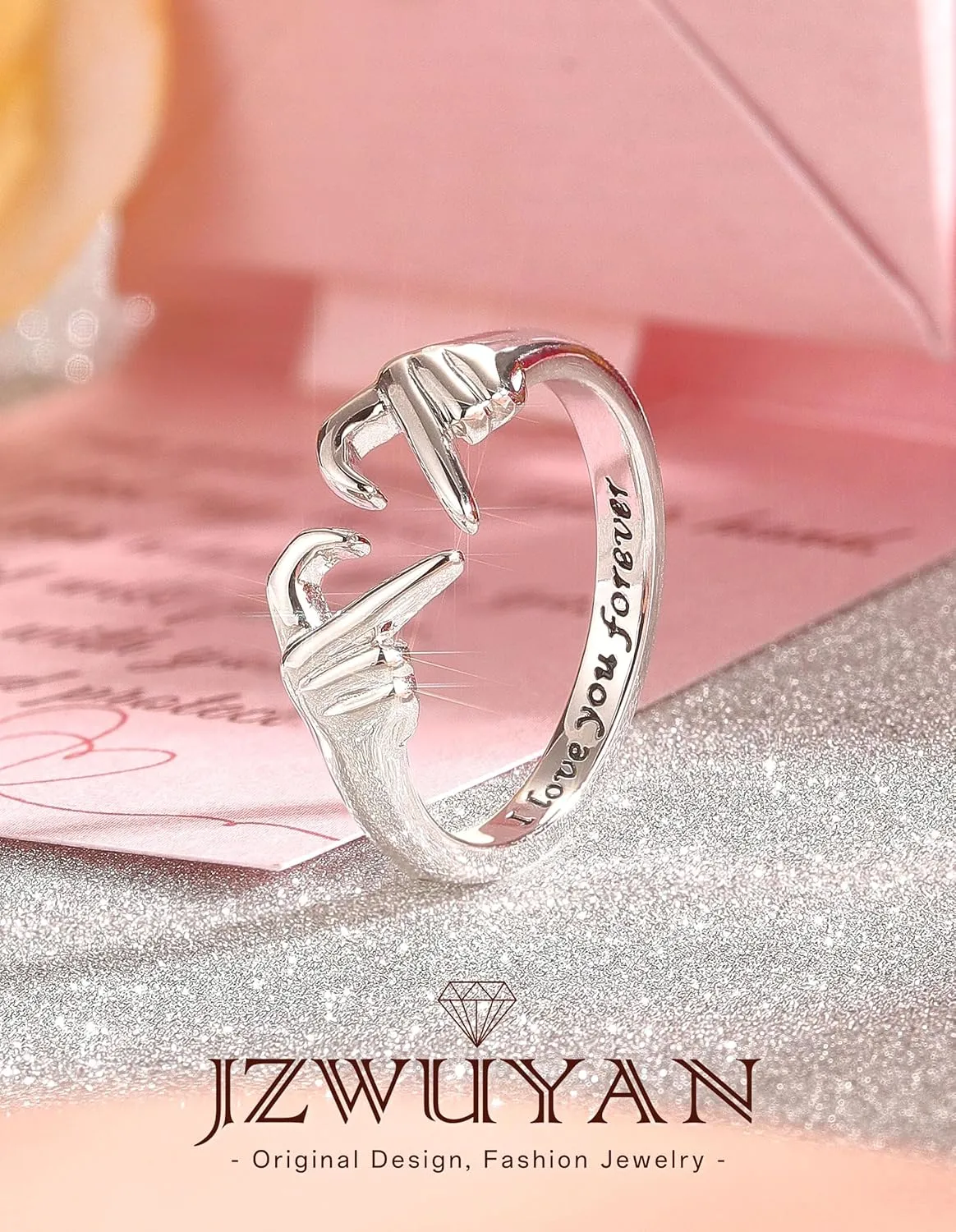 925-Sterling-Silver Heart Claddagh Rings for Women - Adjustable White/18K/Rose Gold Plated Irish Claddagh Ring Friendship Promise Love Heart Jewelry Rings Christmas Gifts for Women Friends