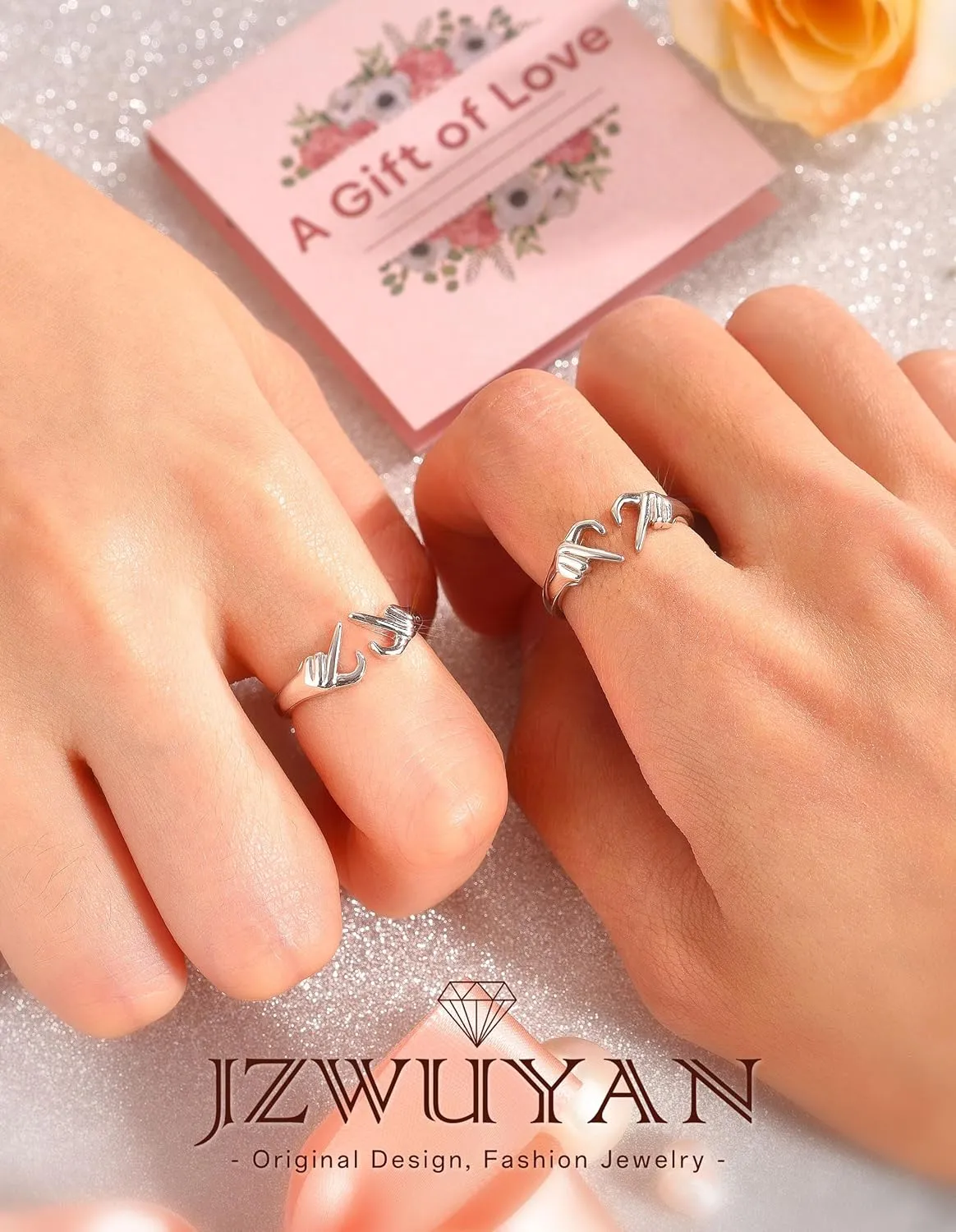 925-Sterling-Silver Heart Claddagh Rings for Women - Adjustable White/18K/Rose Gold Plated Irish Claddagh Ring Friendship Promise Love Heart Jewelry Rings Christmas Gifts for Women Friends